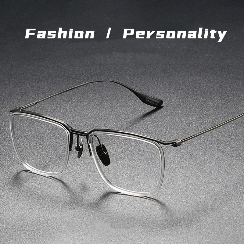 Yimaruli Men's Full Rim Big Square Titanium Eyeglasses Dt106 Full Rim Yimaruili Eyeglasses   