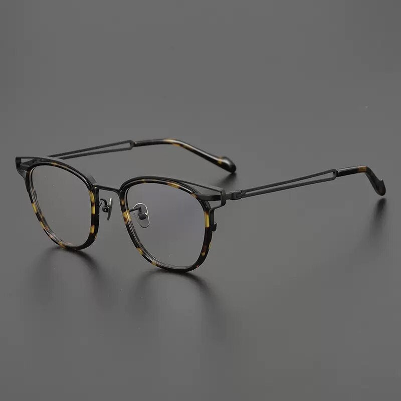 Gatenac Unisex Full Rim Square Titanium Eyeglasses Gxyj923 Full Rim Gatenac Tortoiseshell Black  