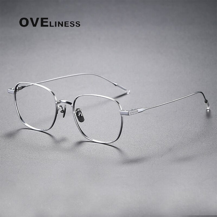 Oveliness Unisex Full Rim Square Titanium Eyeglasses 80805 Full Rim Oveliness silver  