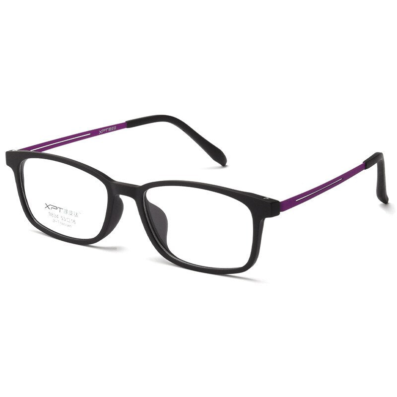 Yimaruili Unisex Full Rim Square Tr 90 Titanium Eyeglasses 9834XP Full Rim Yimaruili Eyeglasses Black Purple  
