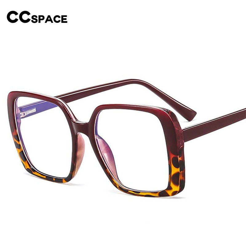 CCSpace Women's Full Rim Oversized Square Tr 90 Titanium Eyeglasses 54640 Full Rim CCspace   