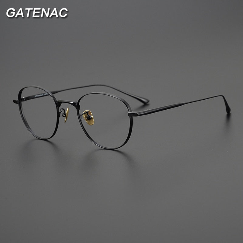 Gatenac Unisex Full Rim Round Square Titanium Eyeglasses Gxyj988 Full Rim Gatenac   