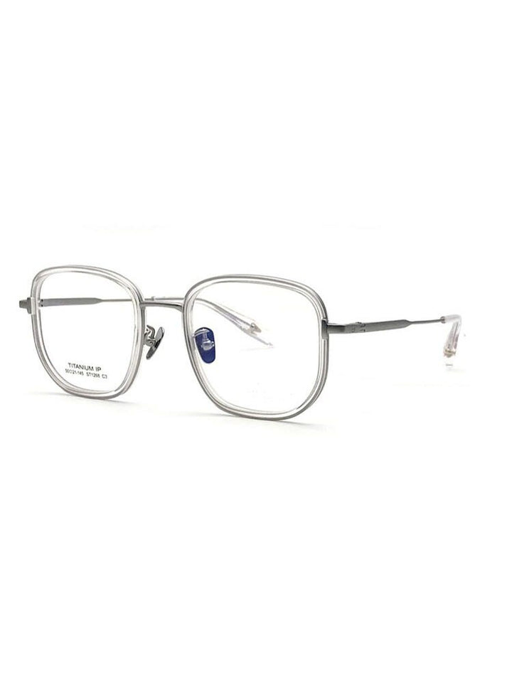 Aissuarvey Unisex Full Rim Titanium Acetate Round Square Eyeglasses St1268 Full Rim Aissuarvey Eyeglasses clear silver CN 