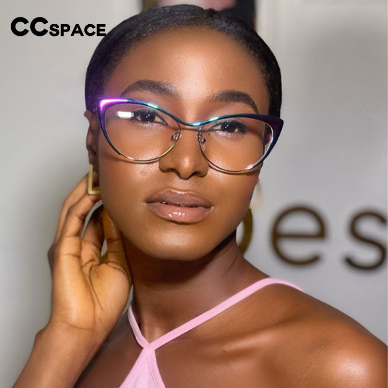 CCSpace Women's Full Rim Cat Eye Acetate Alloy Eyeglasses 55276 Full Rim CCspace   