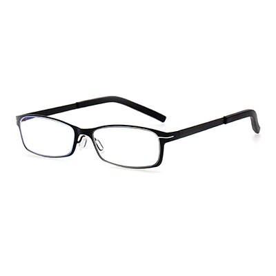 Ralferty Unisex Full Rim Rectangle Alloy Hyperopic Reading Glasses D1331 Reading Glasses Ralferty China +100 Black-No Glass Case