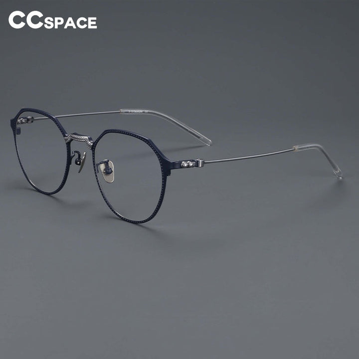 CCSpace Unisex Full Rim Large Irregular Square Titanium Eyeglasses 55039 Full Rim CCspace   