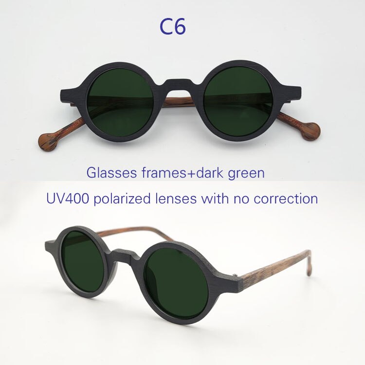 Yujo Unisex Full Rim Small 38mm Round Acetate Polarized Sunglasses Sunglasses Yujo C6 China 