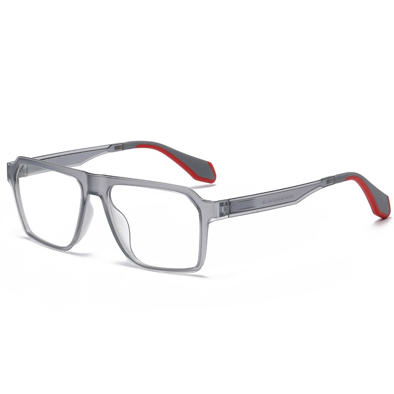 Hdcrafter Men's Full Rim Square Tr 90 Titanium Sport Eyeglasses 02004 Full Rim Hdcrafter Eyeglasses Gray  