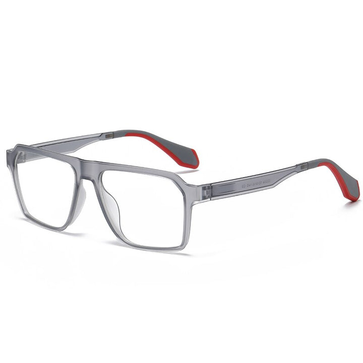 Hdcrafter Men's Full Rim Square Tr 90 Titanium Sport Eyeglasses 02004 Full Rim Hdcrafter Eyeglasses Gray  