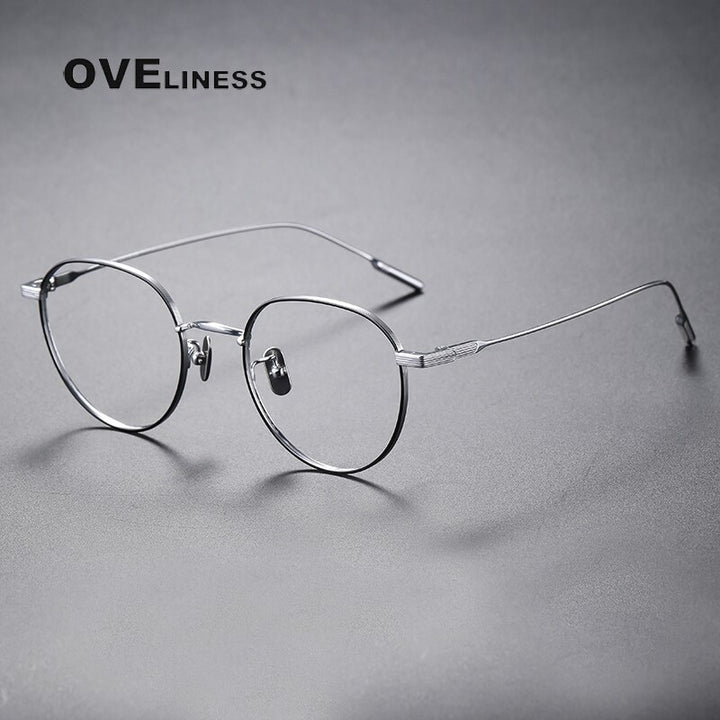 Oveliness Unisex Full Rim Round Square Titanium Eyeglasses 80807 Full Rim Oveliness black silver  