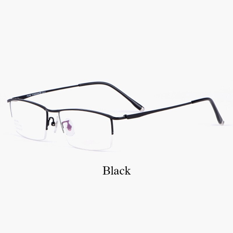 Hotochki Men's Semi Rim Titanium Alloy IP Plated Frame Eyeglasses J85148 Semi Rim Hotochki black  