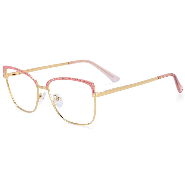 CCSpace Women's Full Rim Square Tr 90 Titanium Frame Eyeglasses 54196 Full Rim CCspace Pink  