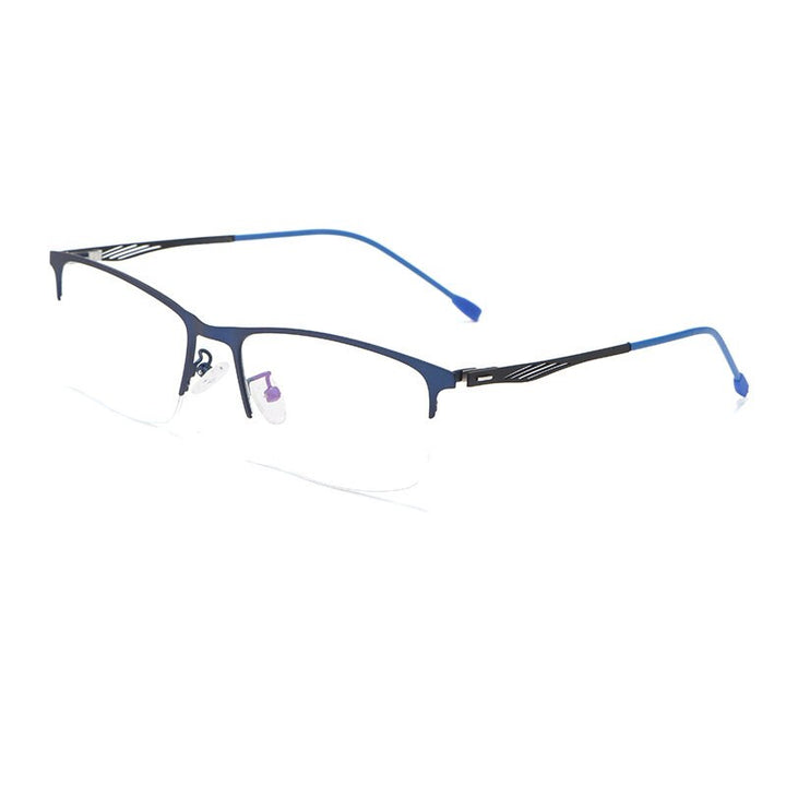 Reven Jate Unisex Semi Rim Square Alloy Eyeglasses P8836 Semi Rim Reven Jate blue  