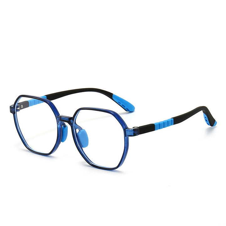 CCspace Unisex Youth Full Rim Polygon Tr 90 Silicone Eyeglasses 54667 Full Rim CCspace China Blue black 