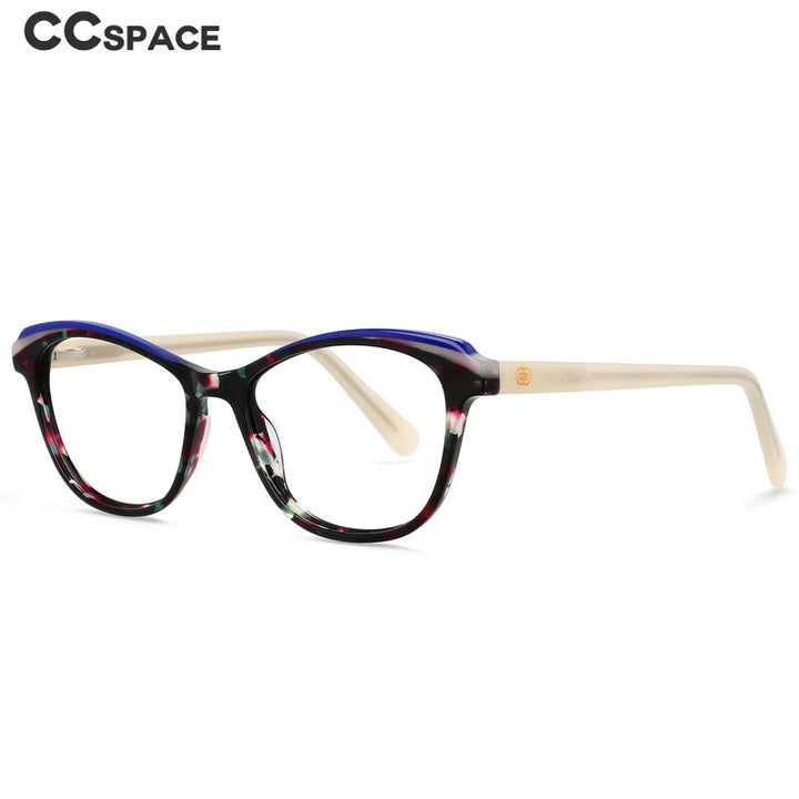 CCSpace Unisex Full Rim Small Square Cat Eye Acetate Eyeglasses 55571 Full Rim CCspace   