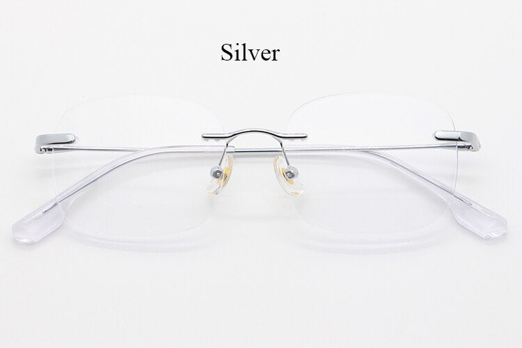 Bclear Unisex Rimless Square Titanium Frame Eyeglasses Myw01 Rimless Bclear Silver  