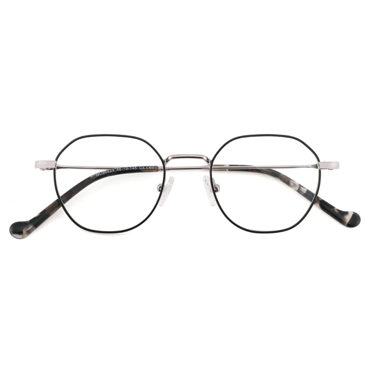 Laoyehui Unisex Full Rim Round Alloy Frame Eyeglasses 8824 Full Rim Laoyehui Black Silver +25 