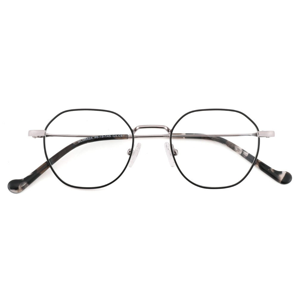 Laoyehui Unisex Full Rim Round Alloy Frame Eyeglasses 8824 Reading Glasses Laoyehui Black Silver +25 