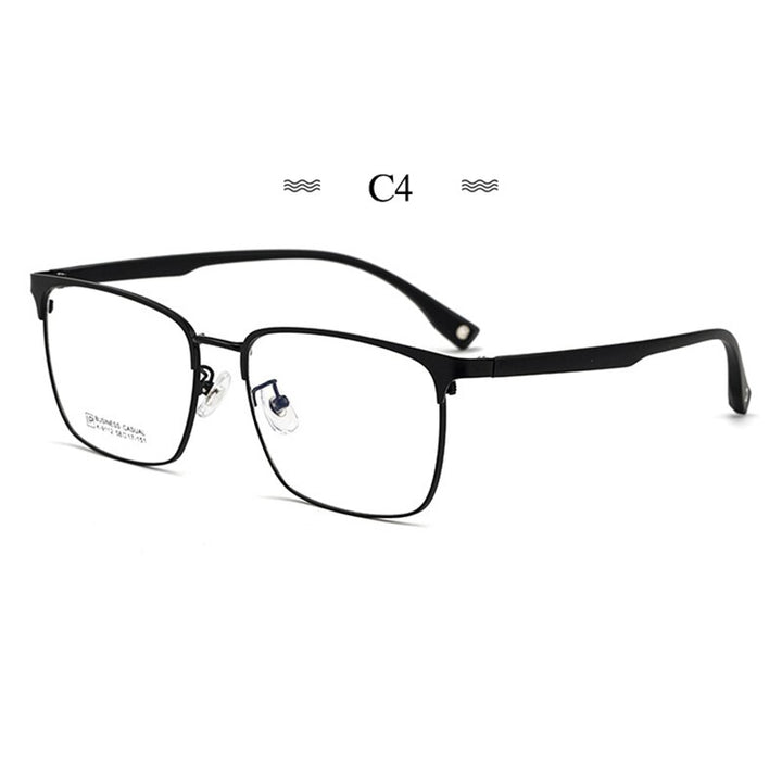 Hotochki Men's Full Rim Square Tr 90 Titanium Alloy Frame Eyeglasses K9112 Full Rim Hotochki C4  