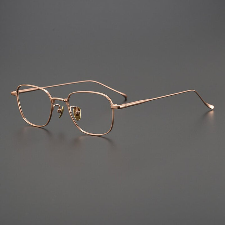 Gatenac Unisex Full Rim Square Titanium Eyeglasses Gxyj997 Full Rim Gatenac Rose Gold  