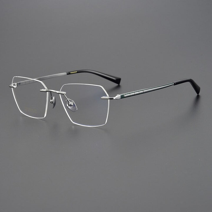 Bclear Unisex Rimless Square Titanium Eyeglasses Mys91101 Rimless Bclear Gray silver  