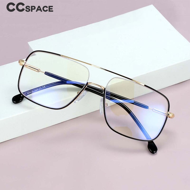 CCSpace Unisex Full Rim Square Alloy Double Bridge Frame Eyeglasses 54240 Full Rim CCspace   