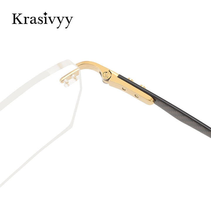 Krasivyy Men's Rimless Square Carbon Fiber Titanium Eyeglasses Kr16027 Rimless Krasivyy   