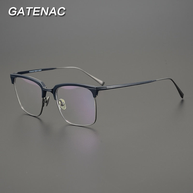Gatenac Unisex Full Rim Square Titanium Acetate Frame Eyeglasses Gxyj745 Full Rim Gatenac   