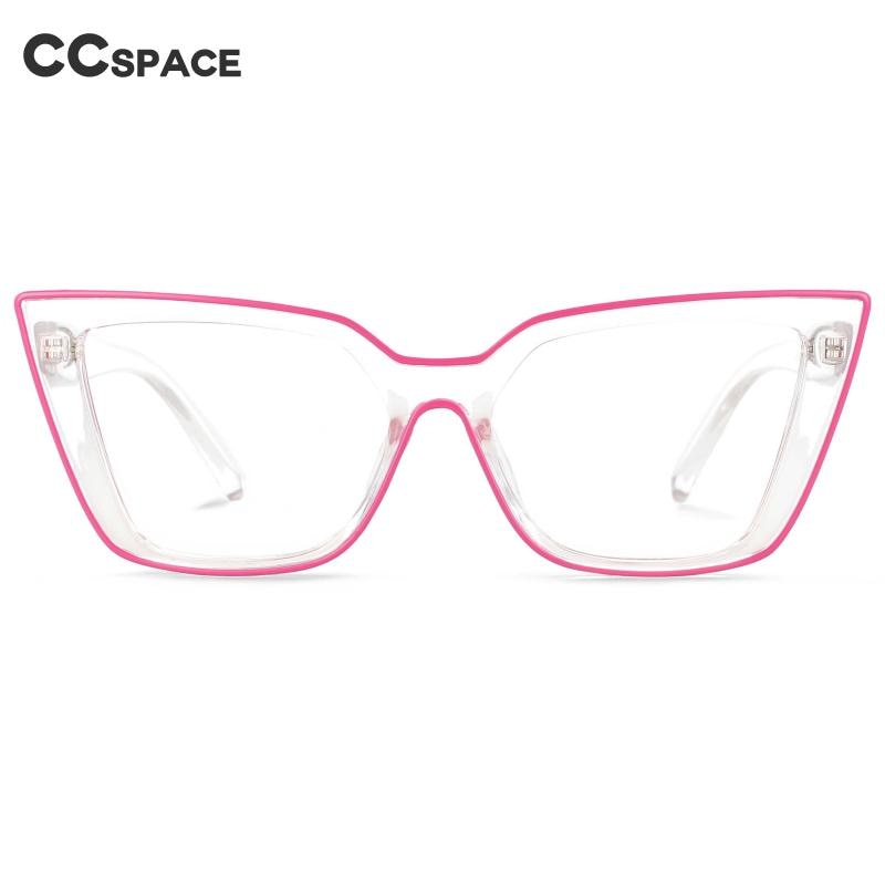 CCSpace Women's Full Rim Square Flat Top Cat Eye Acetate Alloy Eyeglasses 55338 Full Rim CCspace   