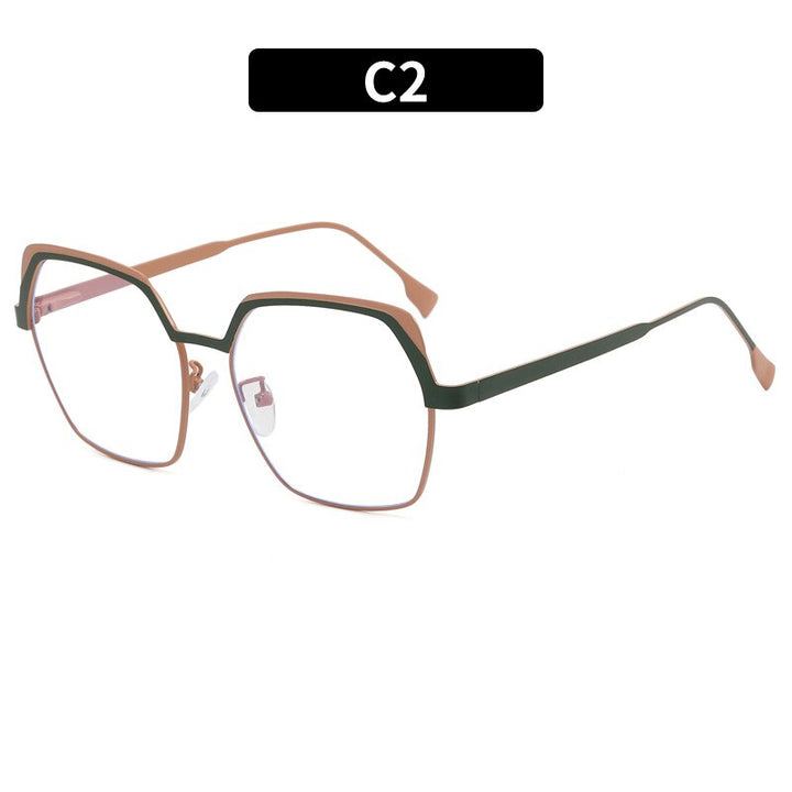 CCSpace Women's Full Rim Irregular Square Alloy Eyeglasses 55071 Full Rim CCspace Orange China 