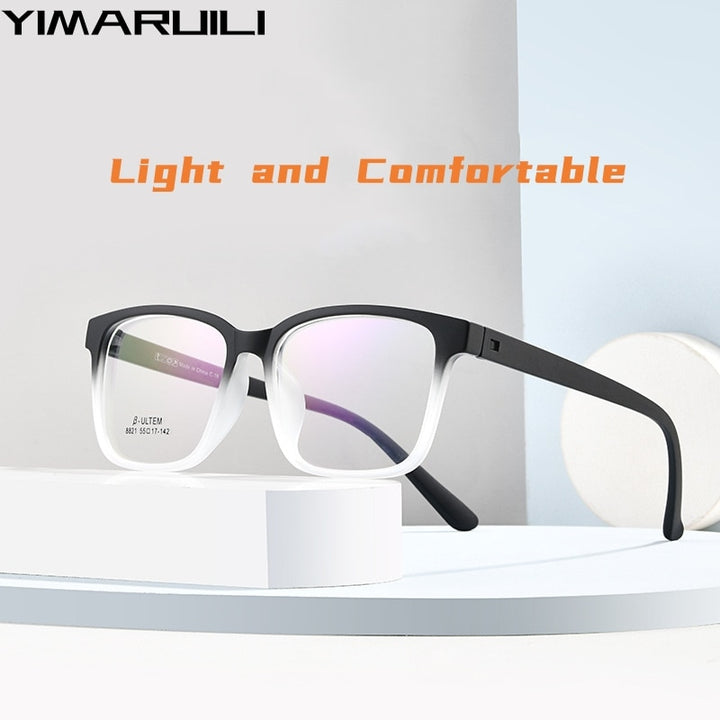 Yimaruili Unisex Full Rim Large Square Screwless Tr 90 Eyeglasses Full Rim Yimaruili Eyeglasses   