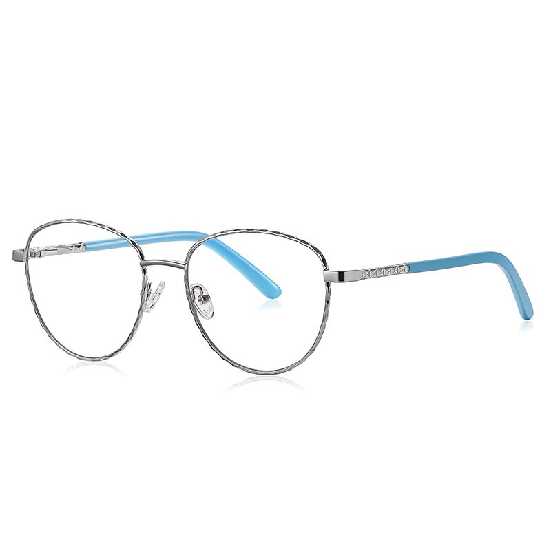 CCspace Women's Full Rim Round Square Stainless Steel Eyeglasses 54529 Full Rim CCspace China Silver blue 