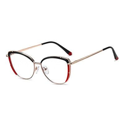 Ralferty Women's Full Rim Square Cat Eye Acetate Alloy Eyeglasses F95966 Full Rim Ralferty C4 Black - Red China 