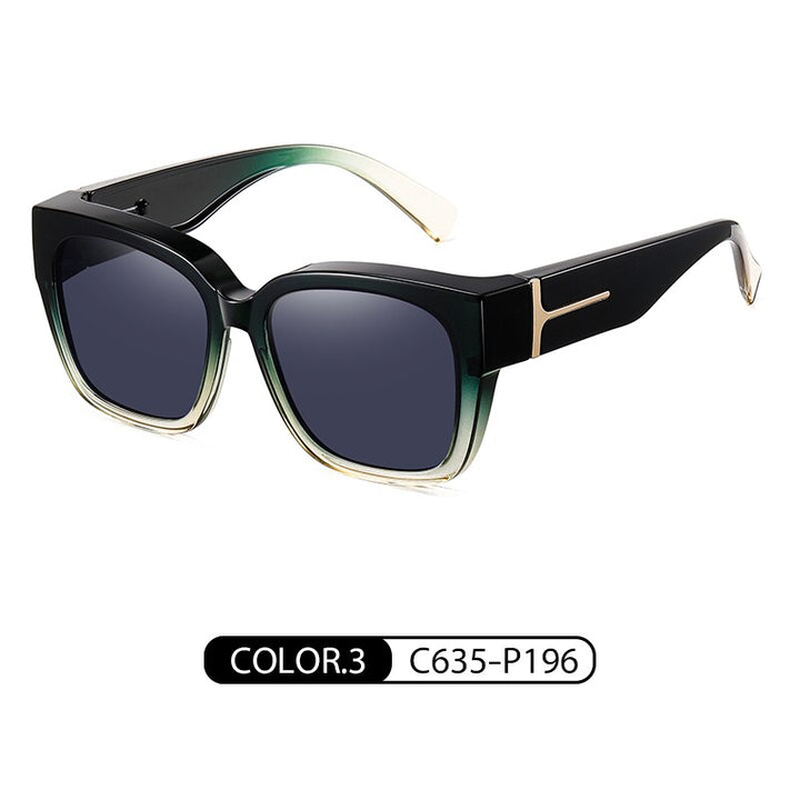 Reven JateUnisex Full Rim Square Tr 90 Polarized Cover Sunglasses 7511 Sunglasses Reven Jate green Black 