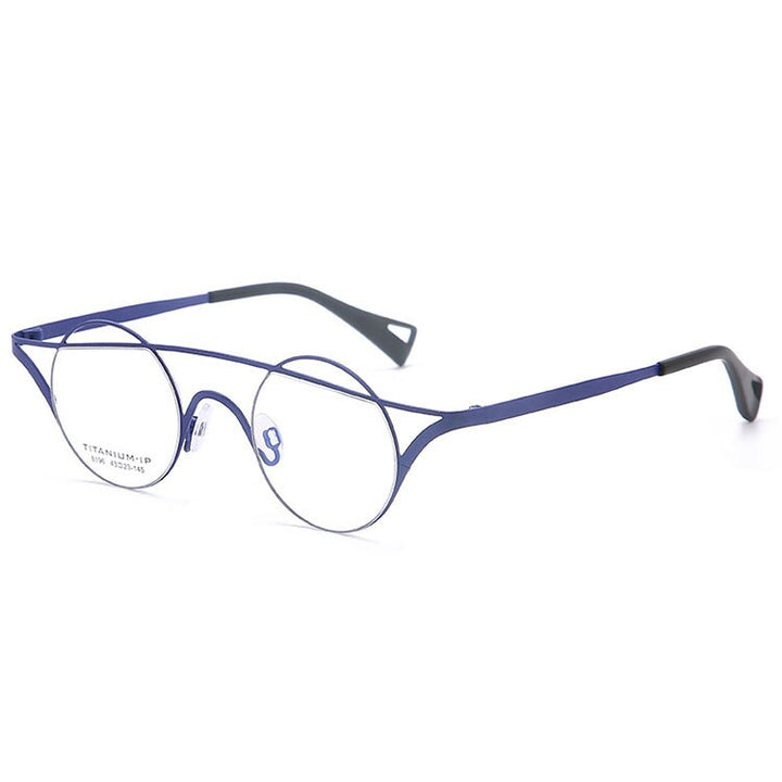 Aissuarvey Unisex Full Rim Small Round Double Bridge Titanium Frame Eyeglasses 8196 Full Rim Aissuarvey Eyeglasses Blue CN 