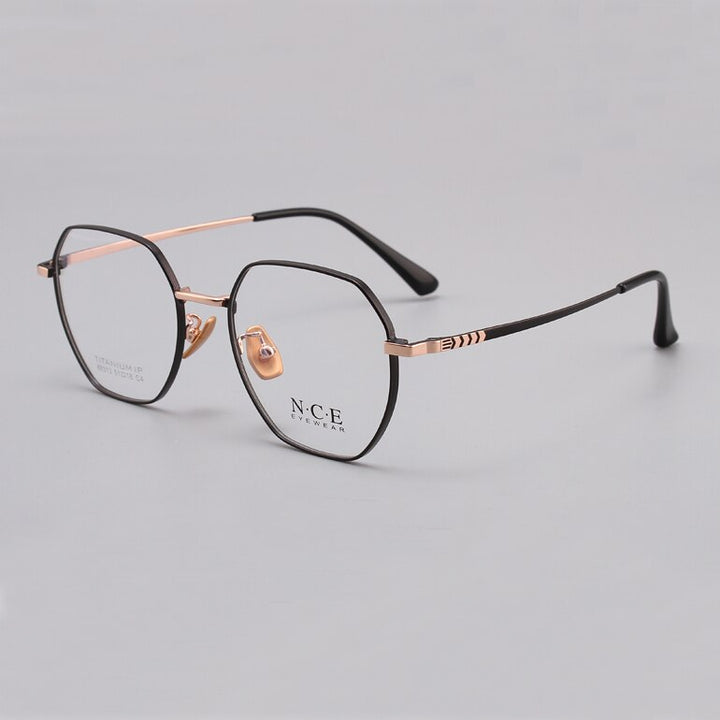 Zirosat Unisex Eyeglasses Frame Pure Titanium 88313 Frame Zirosat black-golden  