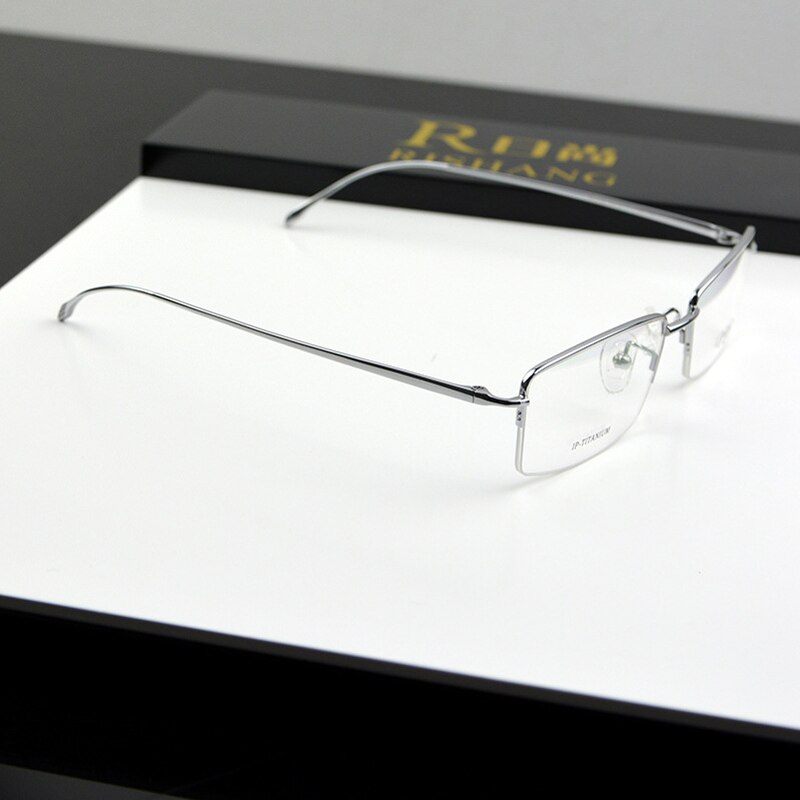 Chashma Ochki Men's Semi Rim Rectangle Titanium Eyeglasses Rs938 Semi Rim Chashma Ochki Silver  