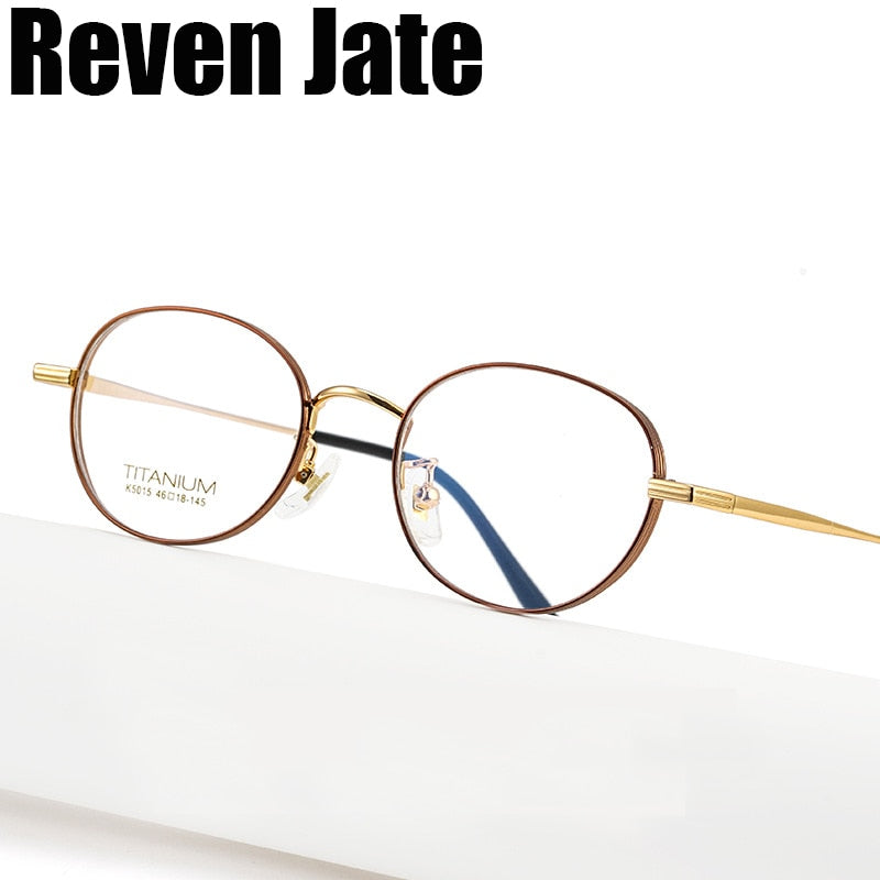 Reven Jate Women's Full Rim Round Titanium Eyeglasses K5015 Full Rim Reven Jate   