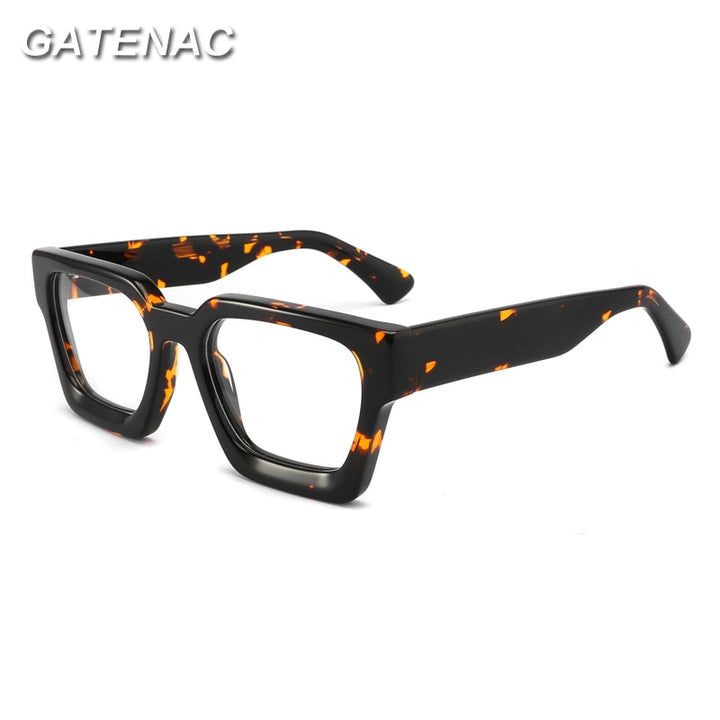 Gatenac Unisex Full Rim Large Square Acetate Eyeglasses Gxyj885 Full Rim Gatenac   