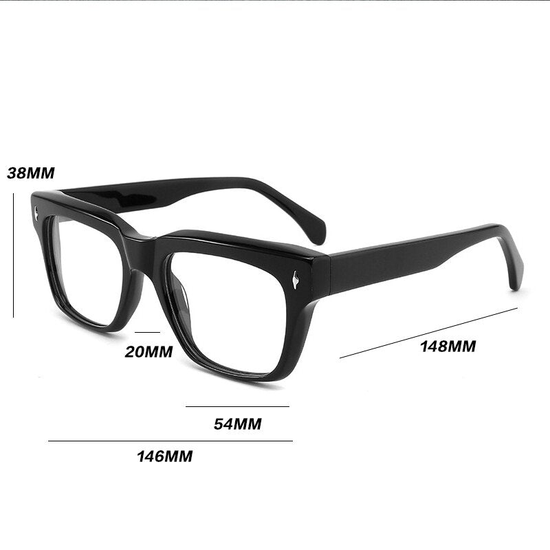 Gatenac Unisex Full Rim Square Acetate Rivet Eyeglasses Gxyj918 Frame Gatenac   