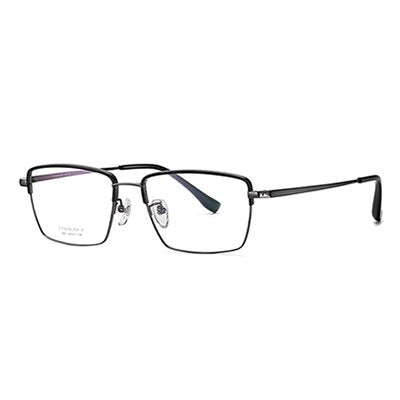 Ralferty Men's Full Rim Square Titanium Eyeglasses D2031 Full Rim Ralferty C1 Matt Black China 