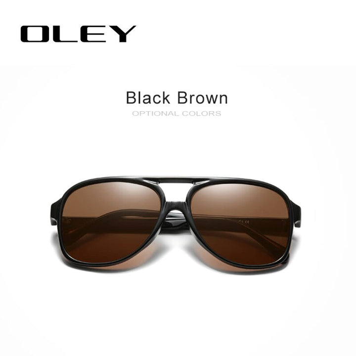 Oley Unisex Full Rim Round Acetate Titanium Frame Polarized Sunglasses Y7129 Sunglasses Oley Black Brown CN OLEY