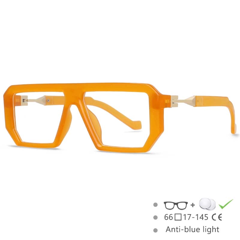 CCSpace Unisex Full Rim Irregular Rectangle Tr 90 Eyeglasses 54630 Full Rim CCspace China Orange 