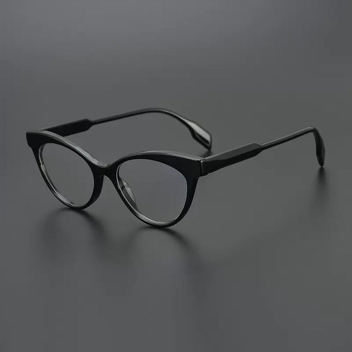 Gatenac Unisex Full Rim Round Cat Eye Acetate Eyeglasses Gxyj983 Full Rim Gatenac Black  