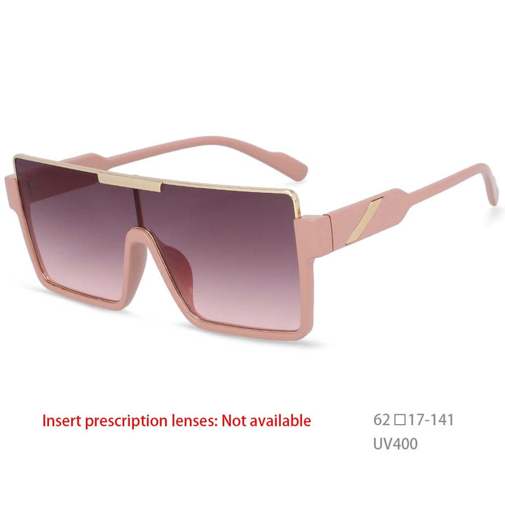 CCSpace Unisex Oversized Square One Lens Goggle Resin Frame Sunglasses 53820 Sunglasses CCspace Sunglasses Pink China 53820