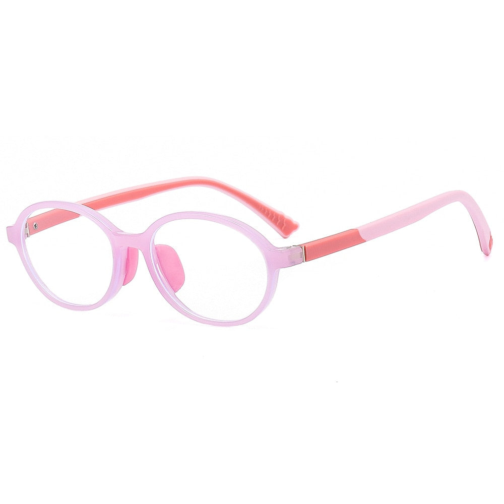 CCSpace Unisex Youth Full Rim Round Silicone Eyeglasses 54674 Full Rim CCspace Pink China 