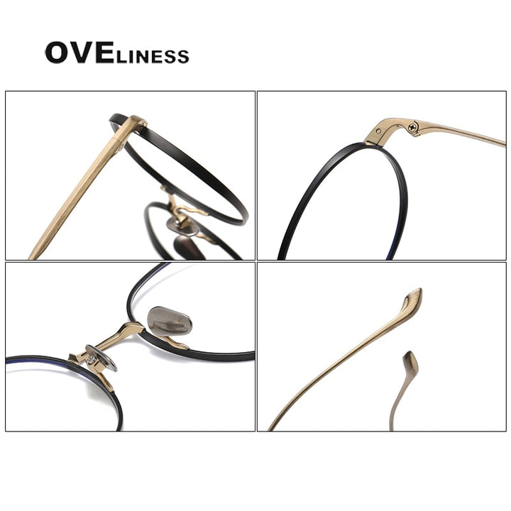 Oveliness Unisex Full Rim Round Titanium Eyeglasses Chordc Full Rim Oveliness   