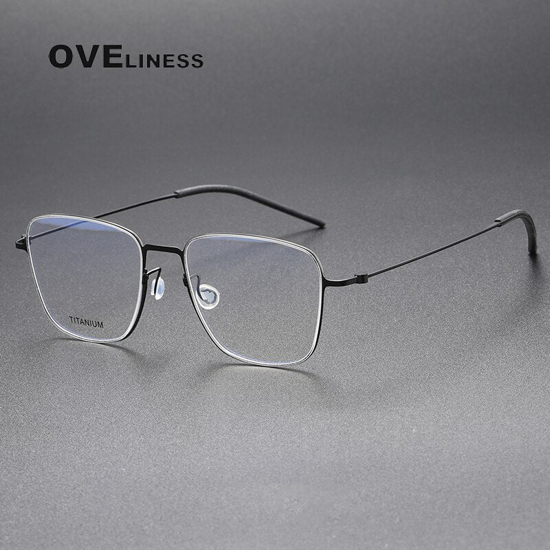 Oveliness Unisex Full Rim Square Titanium Eyeglasses 5506 Full Rim Oveliness black  