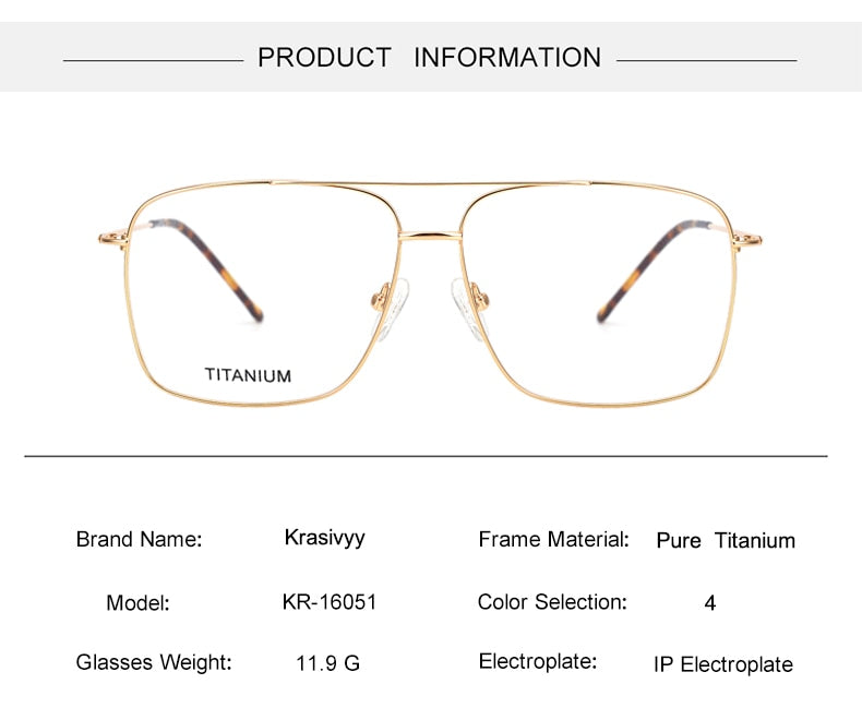 Krasivyy Men's Full Rim Square Double Bridge Titanium Eyeglasses Kr16051 Full Rim Krasivyy   