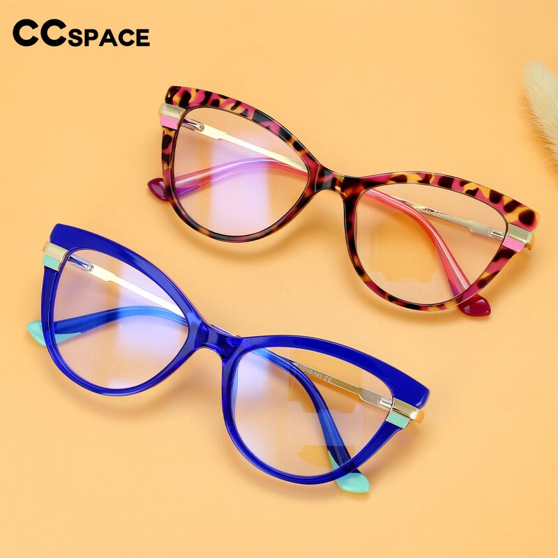 CCspace Women's Full Rim Square Cat Eye Tr 90 Titanium Eyeglasses 55706 Full Rim CCspace   